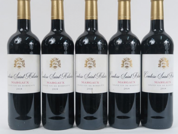 5 BOUTEILLES COMTESSE SAINT HILAIRE MARGAUX - 2018