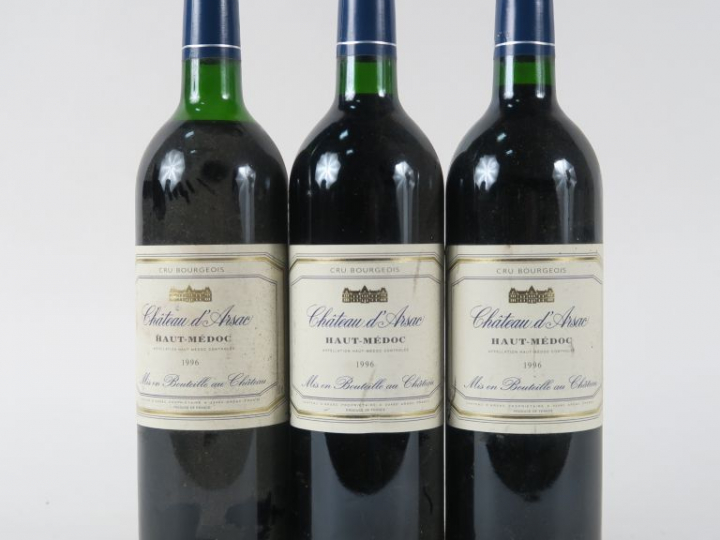 3 BOUTEILLES CHÂTEAU D'ARSAC CB MEDOC - 1996 - 1 BG/1 HEP
