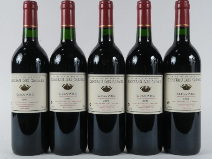 5 BOUTEILLES CHÂTEAU DES CARMES GRAVES - 2000