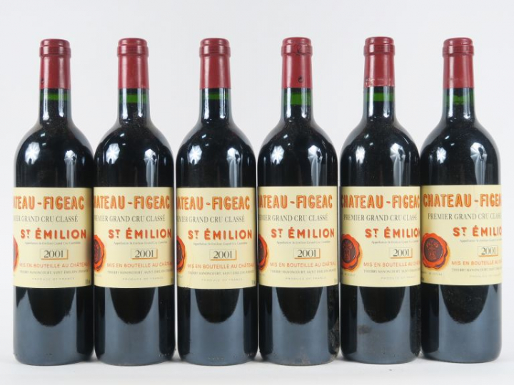 6 BOUTEILLES CHÂTEAU FIGEAC 1er GCC ST EMILION - 2001 - CBO