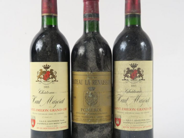 3 BOUTEILLES : 1 CHÂTEAU LA RENAISSANCE POMEROL 1986 BG - 2 CHÂTEAU HA