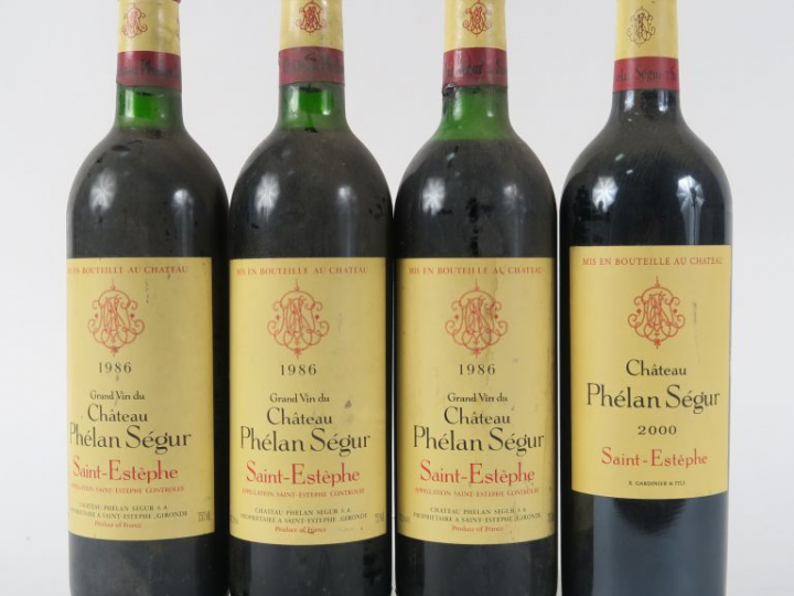 4 BOUTEILLES CHÂTEAU PHELAN SEGUR ST ESTEPHE : 3 de 1986 2 BG/1 HEP - 
