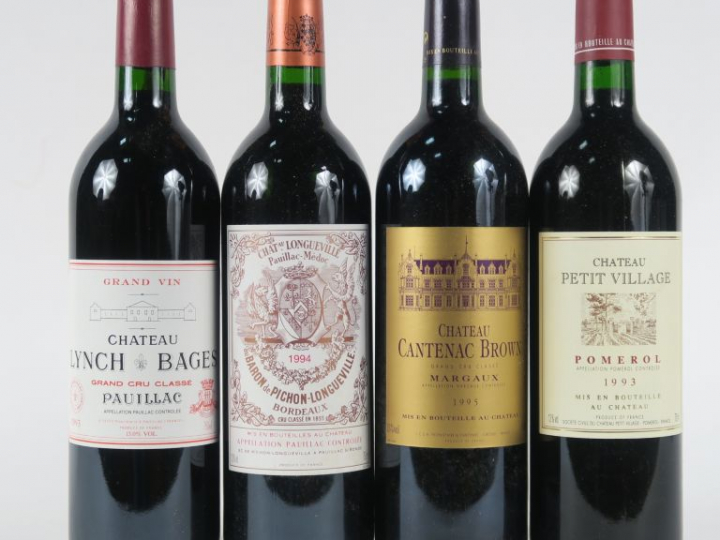 4 BOUTEILLES : 1 CHÂTEAU LONGUEVILLE BARON PICHON GCC PAUILLAC 1994 - 