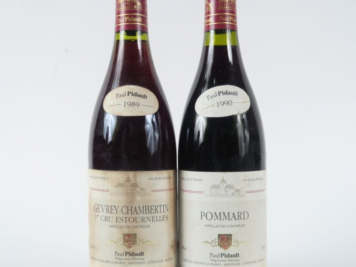2 BOUTEILLES PAUL PIDAULT : 1 GEVREY CHAMBERTIN 1er CRU 'ESTOURNELLES'
