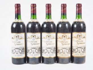 Vente aux enchères 5 BOUTEILLES CHÂTEAU SIMONE 'PALETTE' ROUGE - 1985 - BG/2 ELF
