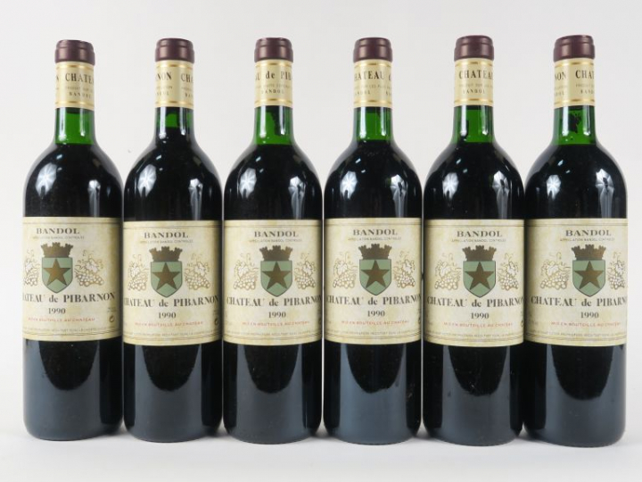 6 BOUTEILLES CHÂTEAU DE PIBARNON BANDOL - 1990 - CBO - 2 BG/3 LB