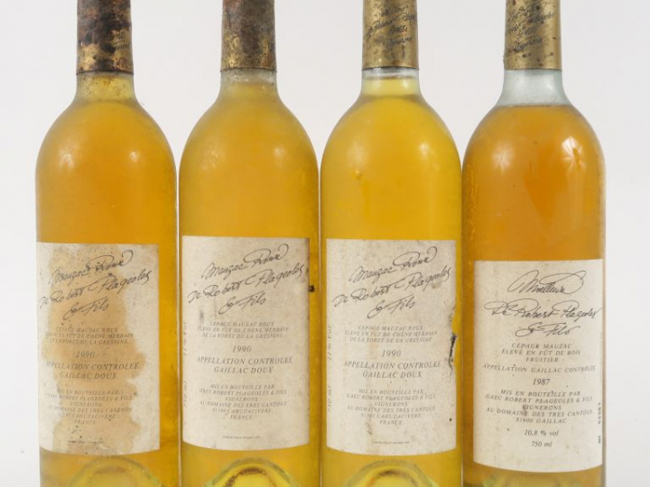 4 BOUTEILLES GAILLAC DOUX ROBERT PLAGEOLLES   FILS : 1 MOELLEUX de 198