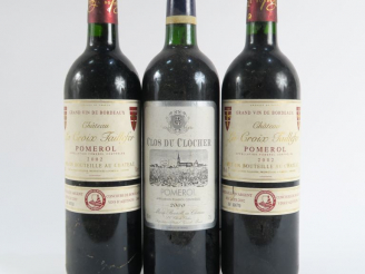 Vente aux enchères 3 BOUTEILLES POMEROL : 1 CLOS DU CLOCHER 2000 - 2 CHÂTEAU LA CROIX TAI