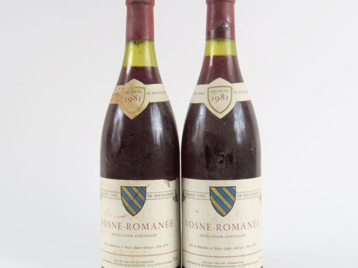 2 BOUTEILLES VOSNE ROMANEE GUY JEUNEMAITRE - 1981 - 3 CM/2 CM