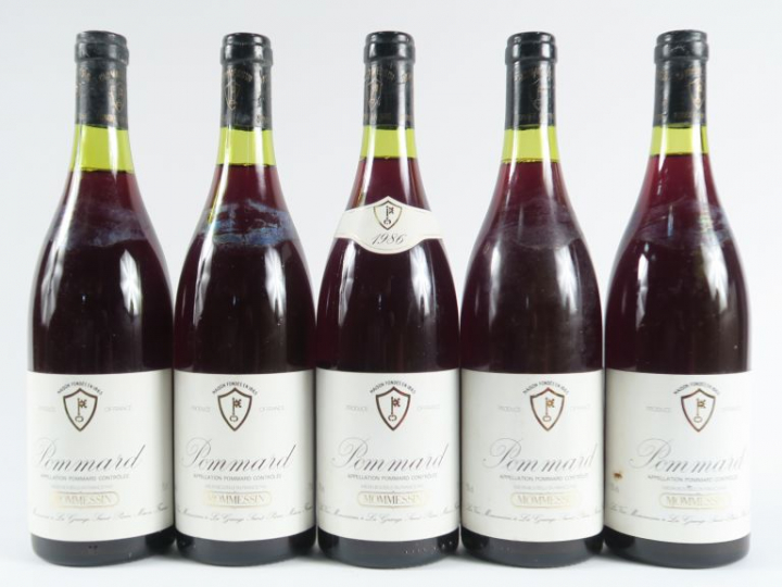 5 BOUTEILLES POMMARD MOMMESSIN - 1986 - 4 PRÉSUMÉES