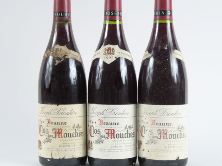 3 BOUTEILLES BEAUNE 'CLOS DES MOUCHES' JOSEPH DROUHIN - 1995 - 2 PRÉSU