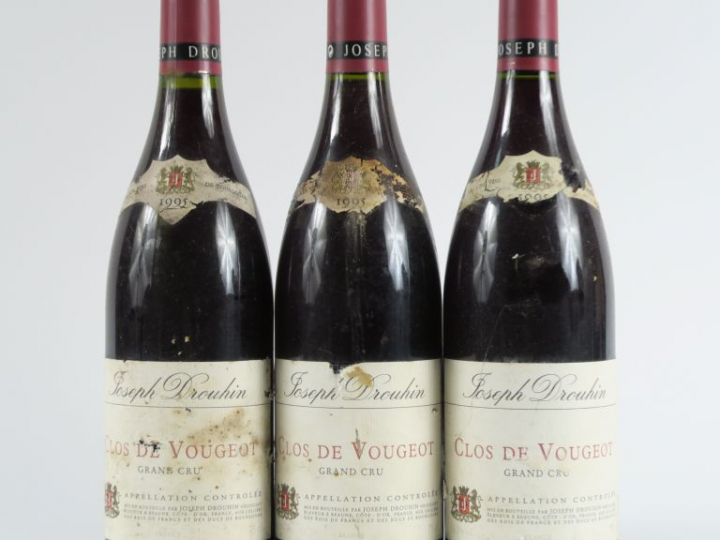 3 BOUTEILLES CHAMBERTIN CLOS DE VOUGEOT GC JOSPEH DROUHIN - 1995 - ELA