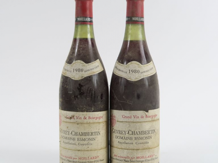2 BOUTEILLES GEVREY CHAMBERTIN DOMAINE ESMONIN - 1980 - 3 CM/BS