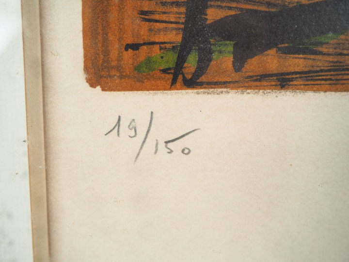 Bernard BUFFET. "Fleurs d'artichauts". Lithographie, signée et numérot
