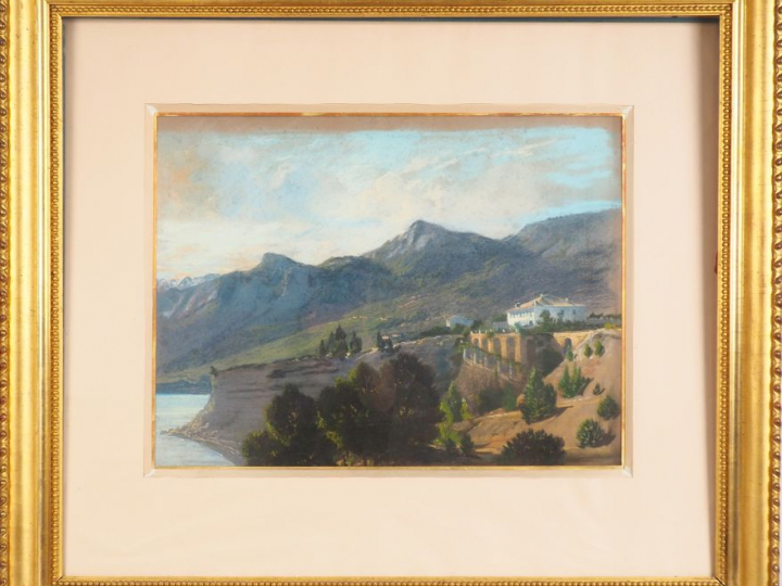 Ecole française ou italienne fin XIXème. "Paysage méditerranéen". Past