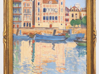 Vente aux enchères Raymond VIRAC. "La maison de l'infante à Saint Jean de Luz". Huile sur