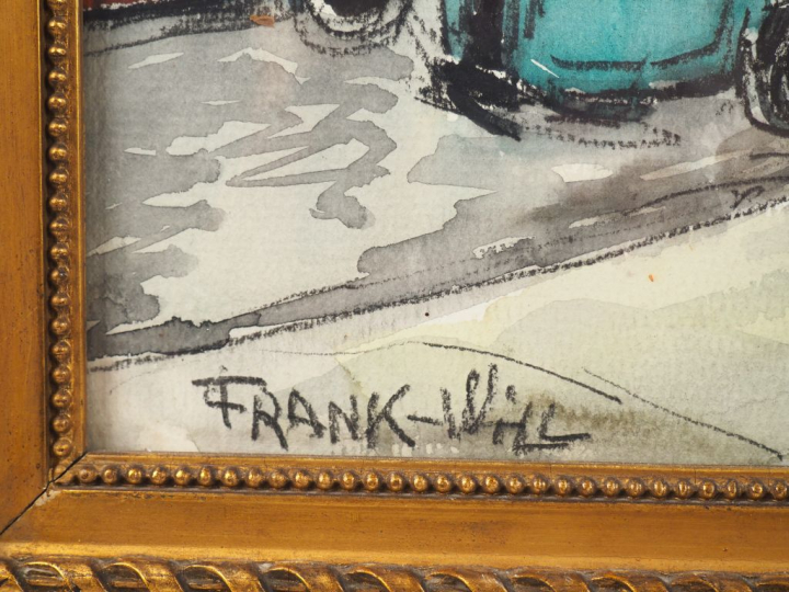 FRANK WILL. "Paris, les grands boulevards, porte Saint Denis" Aquarell