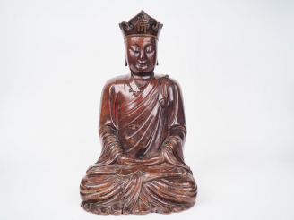 Vente aux enchères Vietnam, dynastie des Nguyen XIXe siècle  Sculpture en bois laqué brun