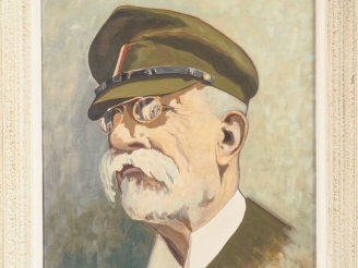 Vente aux enchères PROCHASKA. "Portrait de militaire". Huile sur toile, signée en bas à d