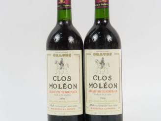 Vente aux enchères 2 BOUTEILLES CLOS MOLEON GRAVES  - 1996
