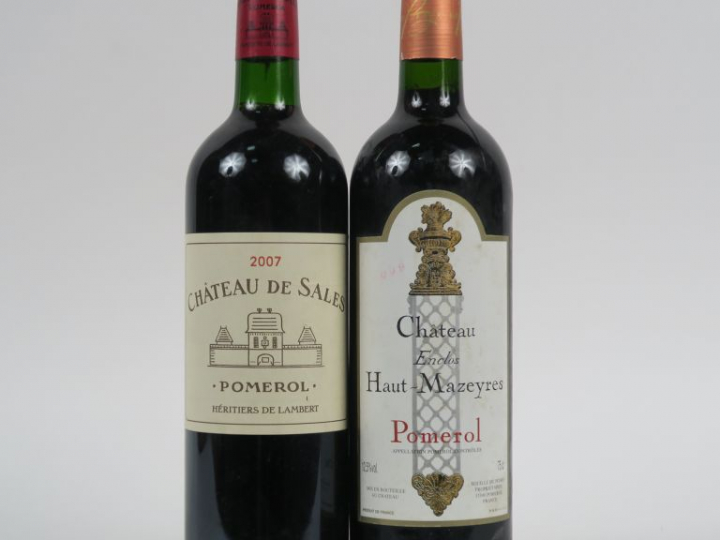 2 BOUTEILLES POMEROL : 1 CHÂTEAU DE SALES 2007 - 1 CHÂTEAU HAUT MAZEYR