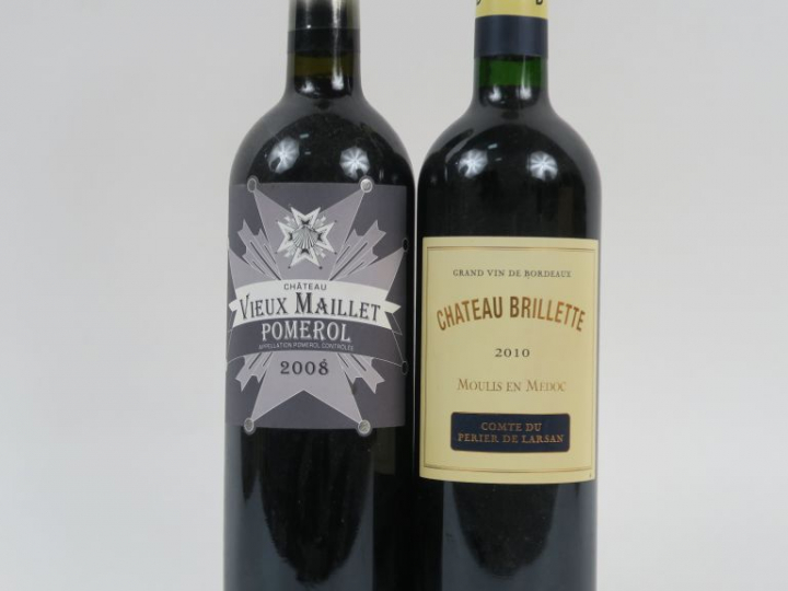 2 BOUTEILLES : 1 CHÂTEAU VIEUX MAILLET POMEROL 2008 - 1 CHÂTEAU BRILET