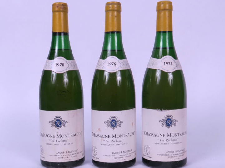 3 BOUTEILLES CHASSAGNE MONTRACHET 'LES RUCHOTTES' ANDRE RAMONET - 1978