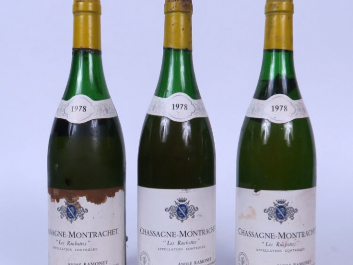 3 BOUTEILLES CHASSAGNE MONTRACHET 'LES RUCHOTTES' ANDRE RAMONET 1978 -