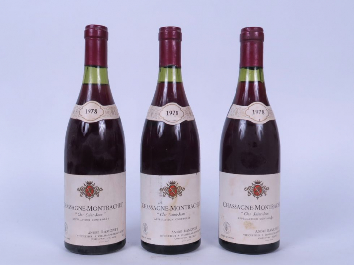 3 BOUTEILLES CHASSAGNE MONTRACHET 'CLOS SAINT JEAN' RAMONET - 1978 - 2