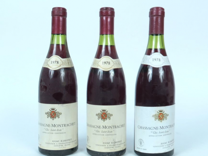 3 BOUTEILLES CHASSAGNE MONTRACHET 'CLOS SAINT JEAN' RAMONET - 1978  - 