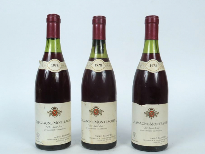 3 BOUTEILLES CHASSAGNE MONTRACHET 'CLOS SAINT JEAN' RAMONET - 1978 - 1
