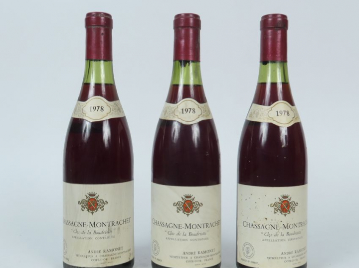 3 BOUTEILLES CHASSAGNE MONTRACHET 'CLOS DE BOUDRIOTTE' RAMONET - 1978 