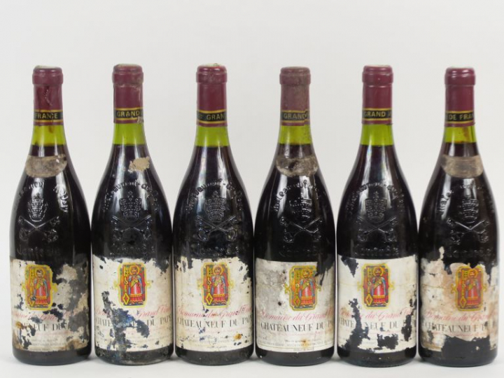 6 BOUTEILLES CHÂTEAUNEUF DU PAPE DOMAINE DU GRAND TINEL - 1985 - ETA