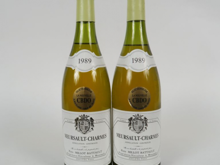 2 BOUTEILLES MEURSAULT CHARMES PIERRE MILLOT BATTAULT - 1989 - 1 à 3 C