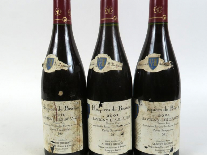 3 BOUTEILLES HOSPICES DE BEAUNE SAVIGNY LES BEAUNE 1er CRU CUVEE FOUQU