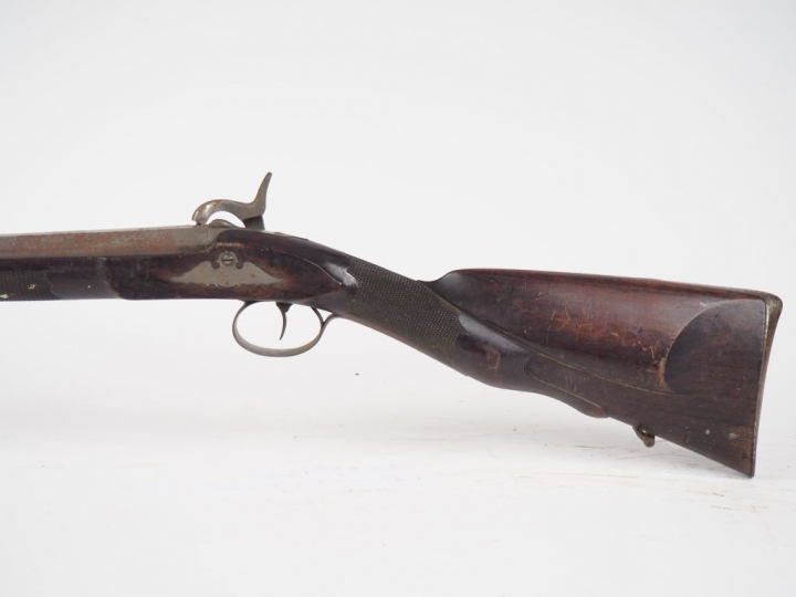 Long et inusuel fusil de chasse monocoup à percussion à canon octogona