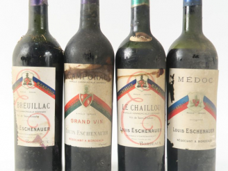 Vente aux enchères 4 VIEILLES BOUTEILLES LOUIS ESCHENAUER : 1 LE CHAILLOU 1929 BEP - 1 CA