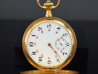 Vente aux enchères Montre de gousset aveugle en or jaune 750.  Cadran à chiffres arabes p