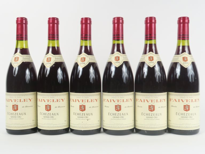 6 BOUTEILLES ECHEZEAUX GC FAIVELEY - 1990 - CBO - PAPIERS DE SOIE