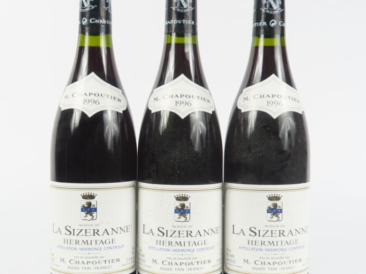 3 BOUTEILLES HERMITAGE 'LA SIZERANNE' M. CHAPOUTIER - 1996