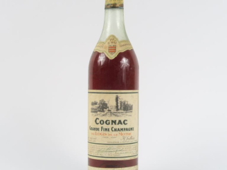 Vente aux enchères 1 VIEILLE BOUTEILLE COGNAC GRANDE FINE CHAMPAGNE 1er CRU DU LOGIS DE L