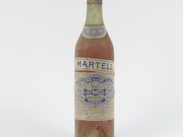 1 VIEILLE BOUTEILLE COGNAC MARTELL *** - CAPS ÉTAIN/BS