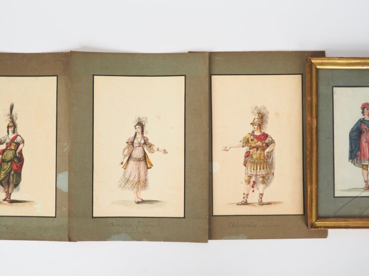 Ecole française XIXème. "personnages de l'antiquité". 8 aquarelles. Di