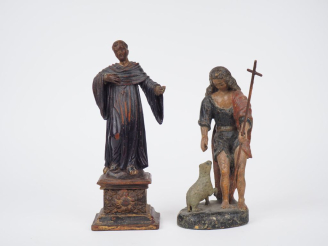 Vente aux enchères Ecole française XVIIIème.  "Saint personnage en pied". Sujet en bois s