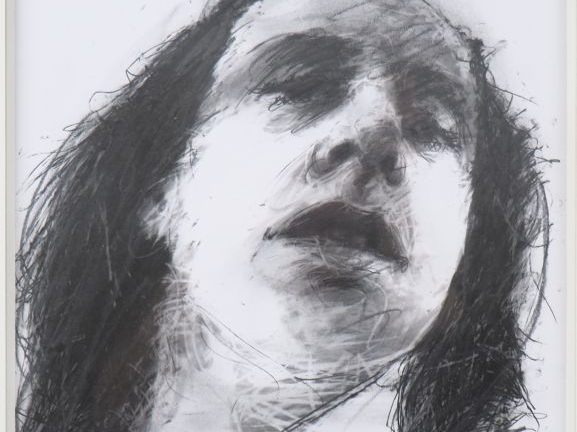 Philippe PASQUA (Né en 1965) "Autoportrait" Technique mixte sur papier