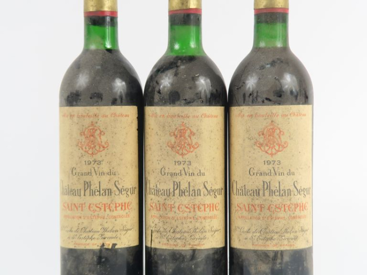 3 BOUTEILLES CHÂTEAU PHÉLAN SÉGUR ST ESTEPHE - 1973 - BG/1 LB/BS