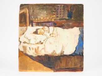 Vente aux enchères Mario CAVAGLIERI.  "bambina" Huile sur carton, circa 1908 Dim. 46 x 44