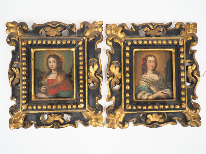 Ecole Italienne XVIIIème.  "portrait de musicienne et de Sainte martyr