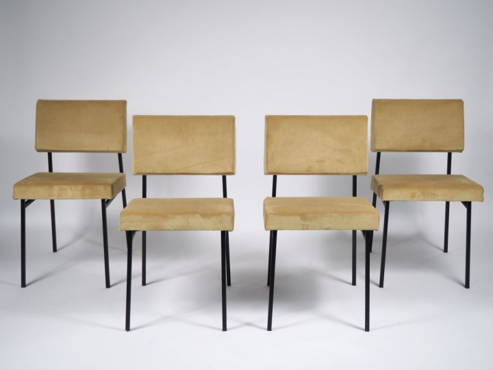 Gerard GUERMONPREZ. Suite de 4 chaises, édition Magnani. (Garniture re