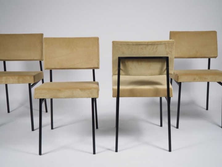 Gerard GUERMONPREZ. Suite de 4 chaises, édition Magnani. (Garniture re